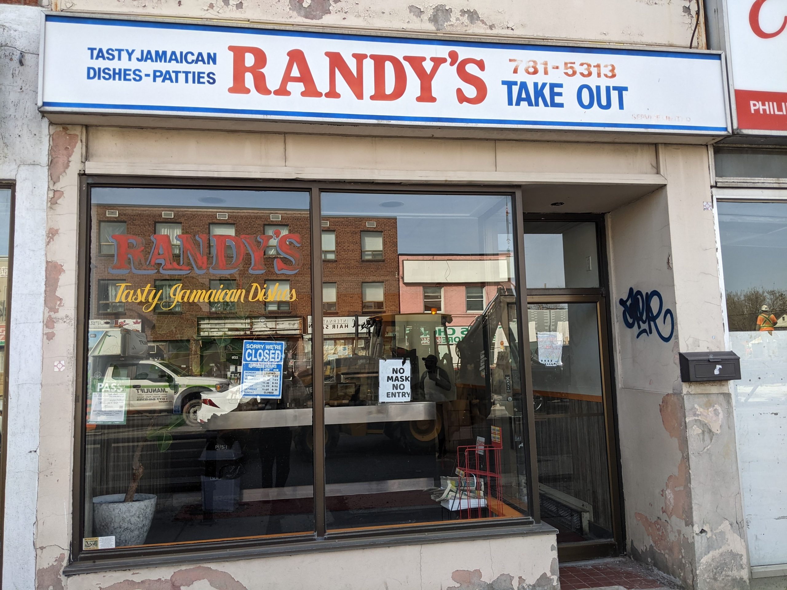 Randy's Take Out storefront on Eglinton Avenue West in Little Jamaica, Toronto.